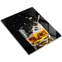 Wallfluent Glazen Snijplanken - Een Glas Whisky Snijplanken Glas - 30 cm x 40 cm - Zwart Snijplanken van Glas - Glazen Serveerplank - Glazen Snijplank Voor Keuken - Antislip Hakplank van Glas