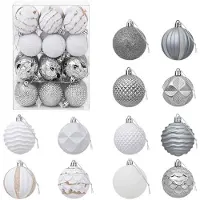 vidaXL - Kerstballenset - 36 - st - Wit - en - Grijs - 6 - cm - Polystyreen