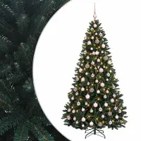 vidaXL Kunstkerstboom donkergroen met kerstbal 240 cm 300 LED's