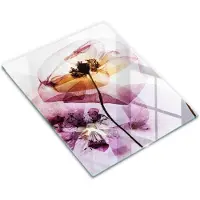 Wallfluent Glazen Snijplanken - Tere Bloemen Snijplanken Glas - 30 cm x 40 cm - Paars Snijplanken van Glas - Glazen Snijplank - Hygiënische Snijplank van Glas - Antislip Glazen Snijplank