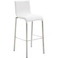 CLP Barkruk Avola, lederen zitting, plat model, E78, roestvrijstalen frame | Kleur: wit