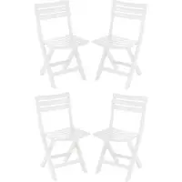 Pro Garden Klapstoel binnen/buiten - 4x - wit - 42 x 80 cm - stevig kunststof - bijzetstoelen - opvouwbaar - tuinstoel