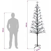 vidaXL - LED-kerstboom - met - lichtsnoer - Zwart - 47 - x - 240 cm - Staal - 268 - LED's