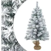vidaXL - Mini-kerstboom - besneeuwd - 90 - cm - PVC - Groen - en - Wit