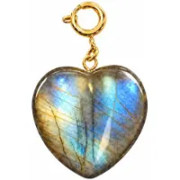 My Bendel - Edelstenen Hart Bedel • 25 Mm • Labradoriet - met Luxe Cadeauverpakking | Sieraden Voor Dames