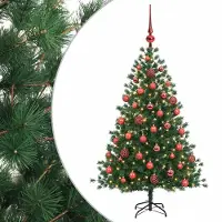 vidaXL - Kunstkerstboom - met - kerstbal - 150 - cm - 150 - LED's - Warmwit