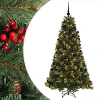 vidaXL - Kunstkerstboom - met - kerstbal - 240 - cm - 300 - LED's - Warmwit