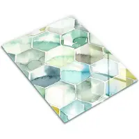 Wallfluent Glazen Snijplanken - Aquarel Zeshoeken Snijplanken Glas - 30 cm x 40 cm - Groente Snijplanken van Glas - Snijplank van Glas - Hygiënische Snijplank van Glas - Antislip Hakplank van Glas