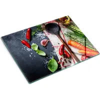 Wallfluent Glazen Snijplanken - Keukengerechten Snijplanken Glas - 30 cm x 40 cm - Veelkleurig Snijplanken van Glas - Glazen Snijplank - Snijplank van Glas met Print - Glazen Snijplank met Antislip