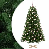 vidaXL Kunstkerstboom met kerstbal 180 cm 300 LED's Warmwit PVC Groen