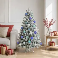 vidaXL - Kerstballenset - 30 - st - Zilver, - blauw - en - turquoise - Ø - 6 cm