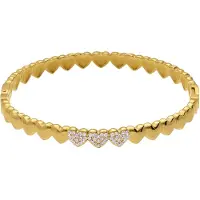Lucardi - Dames Stainless steel goldplated bangle hart met kristal voor dames - Armband - Staal - Goudkleurig