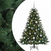 vidaXL - Kunstkerstboom - met - kerstbal - 150 - cm - 150 - LED's - Warmwit