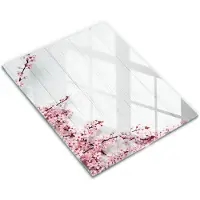 Wallfluent Glazen Snijplanken - Bloemen Op De Planken Snijplanken Glas - 30 cm x 40 cm - Wit Snijplanken van Glas - Snijplank van Glas - Snijplank van Glas met Print - Antislip Glazen Serveerplank
