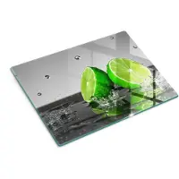 Wallfluent Glazen Snijplanken - Sappige Limoen En Water Snijplanken Glas - 30 cm x 40 cm - Grijs Snijplanken van Glas - Glazen Hakplank - Decoratieve Glazen Snijplank - Glazen Snijplank met Antislip