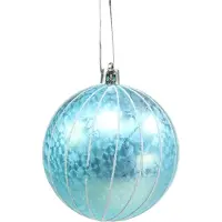 Kaemingk Kerstbal kunststof blauw-turkoois Ø8cm 2st