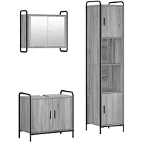vidaXL Badkamerkast set 3 st Grijs Sonoma 40 x 36 x 181 cm