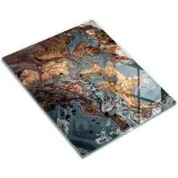 Wallfluent Glazen Snijplanken - Decoratieve Steen Met Goud Snijplanken Glas - 30 cm x 40 cm - Grijs Snijplanken van Glas - Glazen Hakplank - Design Glazen Snijplank Keuken - Antislip Glazen Snijplank