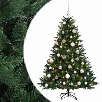 vidaXL - Kunstkerstboom - met - kerstbal - 150 - cm - 150 - LED's - Warmwit