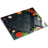 Wallfluent Glazen Snijplanken - Cherrytomaten Snijplanken Glas - 30 cm x 40 cm - Zwart Snijplanken van Glas - Glazen Keukenplank - Decoratieve Glazen Snijplank - Antislip Glazen Snijplank