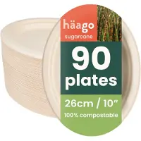 Haago – 90 Ovale Suikerriet Borden, 26cm – Biologisch Afbreekbaar, Milieuvriendelijk & Thuis Composteerbaar