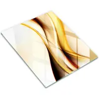 Wallfluent Glazen Snijplanken - Abstracte Rooklijnen Snijplanken Glas - 30 cm x 40 cm - Geel Snijplanken van Glas - Glazen Serveerplank - Decoratieve Glazen Snijplank - Antislip Glazen Serveerplank