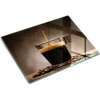 Wallfluent Glazen Snijplanken - Glas En Koffiebonen Snijplanken Glas - 30 cm x 40 cm - Bruin Snijplanken van Glas - Glazen Serveerplank - Design Glazen Snijplank Keuken - Antislip Hakplank van Glas