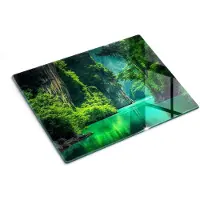 Wallfluent Glazen Snijplanken - Laguna-Landschap Snijplanken Glas - 30 cm x 40 cm - Groente Snijplanken van Glas - Glazen Serveerplank - Glazen Snijplank Voor Keuken - Glazen Snijplank met Antislip