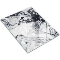 Wallfluent Glazen Snijplanken - Inktabstractie Snijplanken Glas - 30 cm x 40 cm - Grijs Snijplanken van Glas - Glazen Hakplank - Decoratieve Glazen Snijplank - Antislip Keuken Snijplank Glas