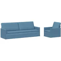 vidaXL Bankstel 2 pcs Blauw Corduroy stof