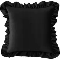 Fitizzio Decoratieve kussensloop met ruche, 40x40 cm, zwart velours