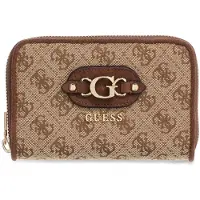 GUESS Samantha Medium Zip Around Dames Portemonnee - Latte Logo/Brown