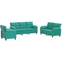 vidaXL Bankstel 3 pcs Turquoise fluweel
