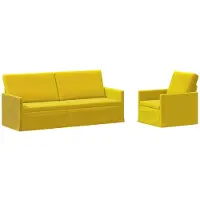 vidaXL - Bankstel - 2 - pcs - Geel - fluweel