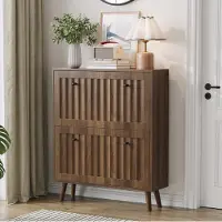 MODFU - Schoenenkast - Kleppen - Mid-Century Modern - MDF - Walnootkleur - 80 x 24 x 95 cm