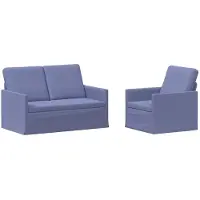 vidaXL - Bankstel - 2 - pcs - Jeans - Blauw - Stof