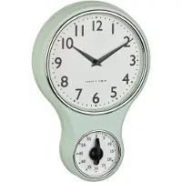 TFA-Dostmann 60.3073.20 Wandklok Kwarts, Mechanisch 19.6 cm x 5.8 cm x 30 cm Mint, Groen