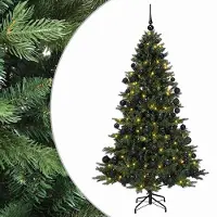 vidaXL - Kunstkerstboom - met - kerstbal - 210 - cm - 300 - LED's - Warmwit