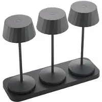 Sigor Accu-tafellamp Facetta, nachtzwart, 3-delige set, 1,3W, FlexMood, 2200/2700K, IP44, 150/135lm, Ra80, USB-C