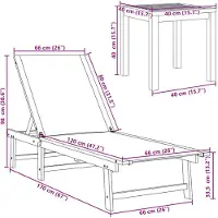 vidaXL Ligbedden 2 st met tafel massief acaciahout en textileen grijs