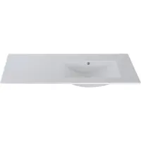 Saniclass Vygo Meubelwastafel - 121x2x46cm - overloop - 1 wasbak rechts - zonder kraangaten - keramiek - glans wit 9120ER-nf