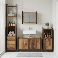 vidaXL Badkamerkast set 4 st Oud hout 40 x 36 x 200,5 cm Bewerkt hout