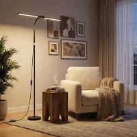 Rosikey LED staande lamp, zeer helder, dimbaar, dubbele kop, zwanenhals, 3 kleurtemperaturen, 10 helderheidsniveaus, verstelbaar van 50-158 cm, geschikt voor kantoor en woonkamer