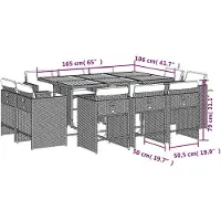 vidaXL 11-delige Tuinset met kussens poly rattan grijs