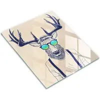 Wallfluent Glazen Snijplanken - Illustratie Man Jeleń Snijplanken Glas - 30 cm x 40 cm - Beige Snijplanken van Glas - Snijplank van Glas - Snijplank van Glas met Print - Antislip Hakplank van Glas