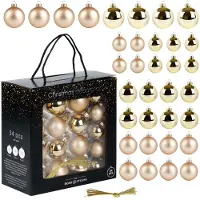 Usorteret Glazen Kerstballen Set van 34 - Goud - Mix 4, 5 & 6 cm - Kerstboomversiering - Glanzend & Mat - Gouden Kerstballenset