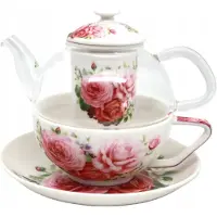 Queen Isabell Tea for One Porseleinen Theeset met Bloemendecor - 300ml