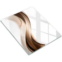 Wallfluent Glazen Snijplanken - Abstracte Bruine Lijnen Snijplanken Glas - 30 cm x 40 cm - Wit Snijplanken van Glas - Glazen Hakplank - Glazen Snijplank Voor Keuken - Glazen Snijplank met Antislip