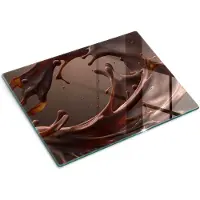 Wallfluent Glazen Snijplanken - Vloeibare Chocolade Snijplanken Glas - 30 cm x 40 cm - Bruin Snijplanken van Glas - Snijplank van Glas - Snijplank van Glas met Print - Antislip Glazen Snijplank