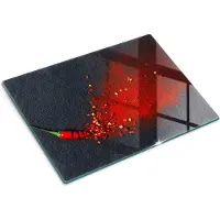 Wallfluent Glazen Snijplanken - Chilipeper Snijplanken Glas - 30 cm x 40 cm - Grijs Snijplanken van Glas - Keuken Snijplank Glas - Glazen Snijplank Voor Keuken - Glazen Snijplank met Antislip